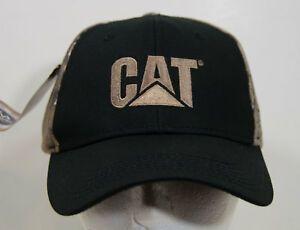 Camo Cat Logo - Details about CAT Logo Camo Hat Cap Real Tree Dri Duck Black strapback hook  loop