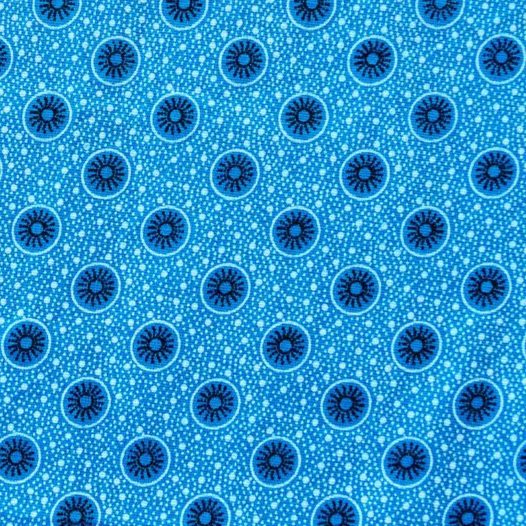 Light Blue Dark Blue Circle Logo - Shweshwe Fabric Light Blue Dark Blue Circles R79.00 PER METRE