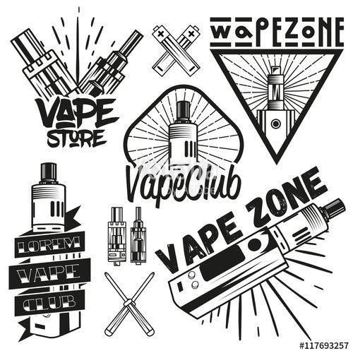 Vape Mod Logo - Vector set of vape shop labels in vintage style. Design elements ...