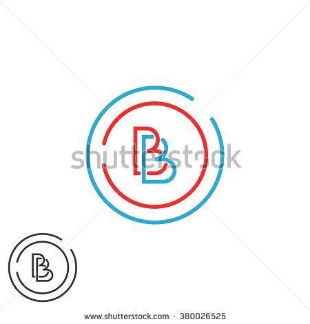 B in Red Circle Logo - Two letter B logo monogram, bb overlapping symbol blue and red
