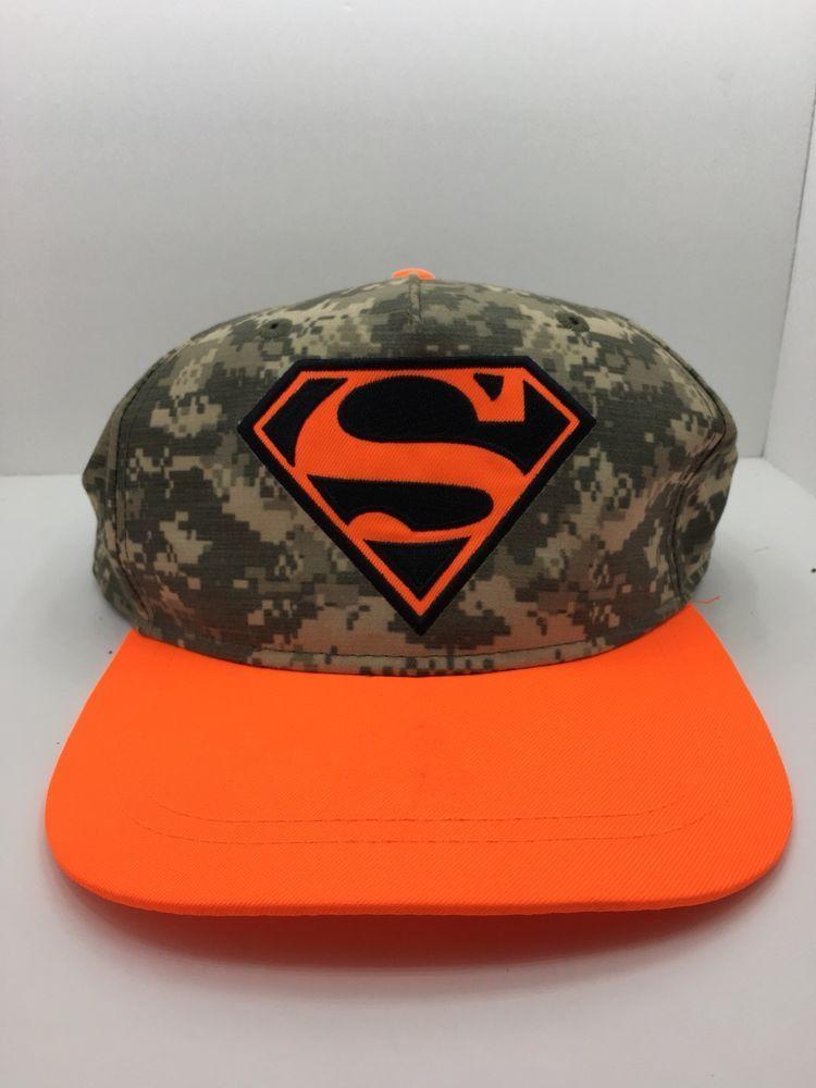 Orange Camo Superman Logo - DC Superman Digital Camo Baseball Cap Orange Flatbill Youth Snapback ...