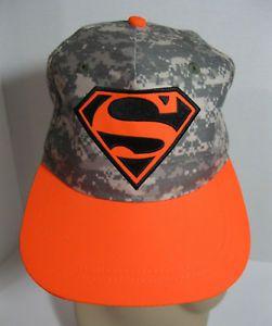 Orange Camo Superman Logo - New Superman Camo & Orange Adjustable Snapback Youth Hat Cap DC
