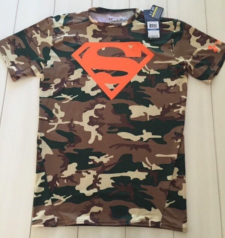 Orange Camo Superman Logo - NWT Men Under Armour Camo Superman Compression Shirt XL X Large