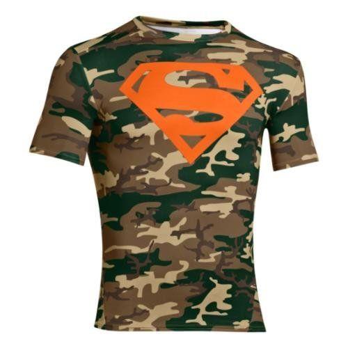 Orange Camo Superman Logo - Under Armour Men's Heatgear Camo Short Sleeve Compression Shirt ...