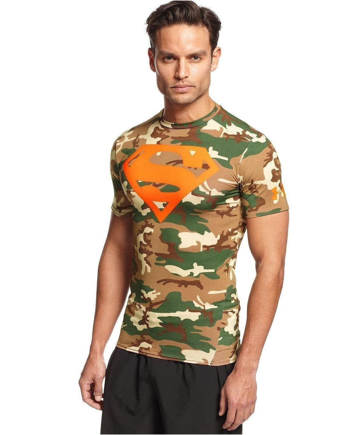 Orange Camo Superman Logo - Under Armour Alter Ego Camo & Orange #Superman Compression T Shirt
