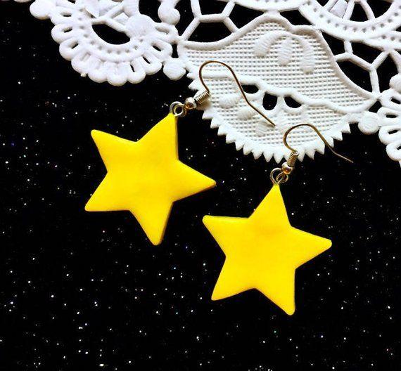 R and a Yellow Star Logo - Big star earrings Yellow star earrings Star jewelry Witch