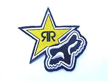 R and a Yellow Star Logo - Rockstar Energy Drink Patches Fox. Black Star