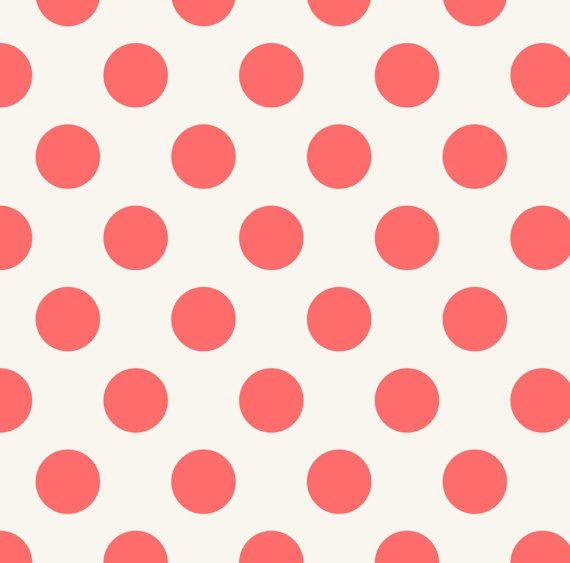 Red and White Circular Logo - Pink Orange Red White Circle Spots Fabric Polka