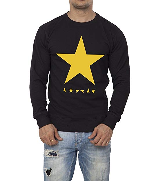 R and a Yellow Star Logo - Clifton Mens Printed Cotton Sweat Shirt R-Neck-Black-Yellow Star ...