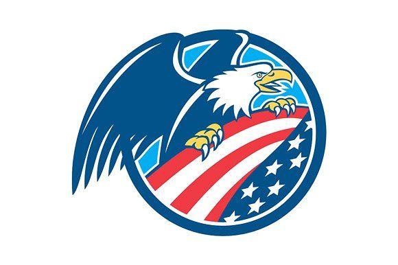 USA Eagle Logo - American Bald Eagle Clutching USA Fl ~ Illustrations ~ Creative Market