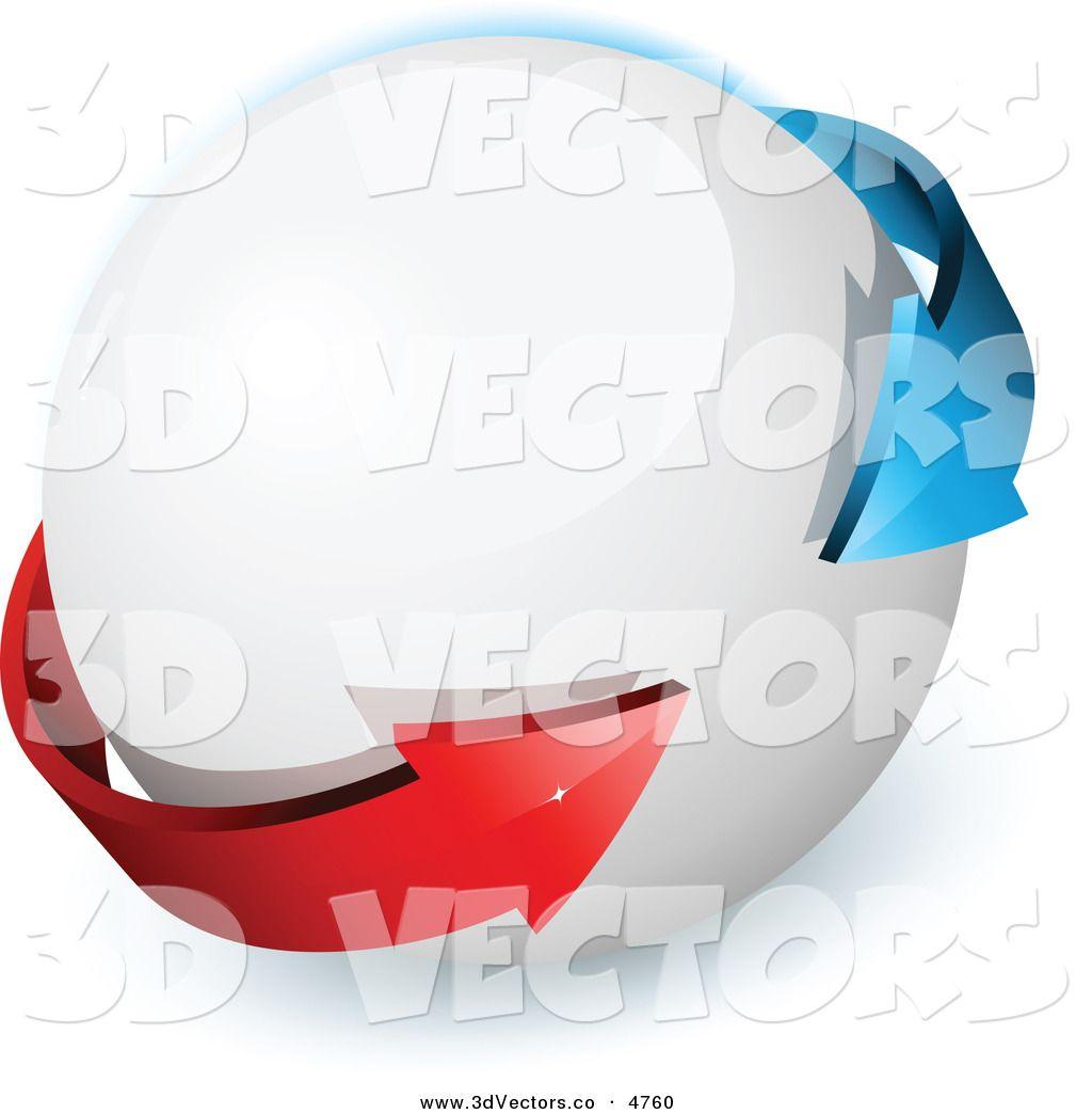 Red and White Circular Logo - 3d Vector Clipart of a Pre-Made Logo of Blue and Red Arrows on a ...