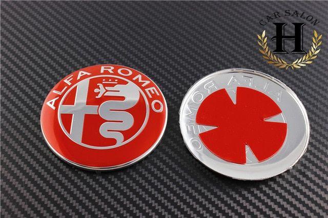 Red White Car Logo - 2pcs Black white RED 74mm 7.4cm ALFA ROMEO Car Logo emblem Badge ...