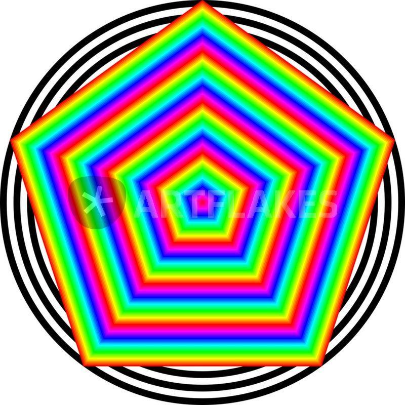 Pentagon Circle Rainbow Logo - rainbow pentagon in circles Digital Art art prints and posters