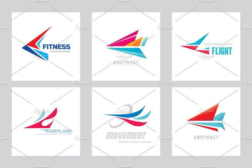 Abstract Vector Logo - Abstract Airplane Wing Vector Logo Logo Templates Creative Market