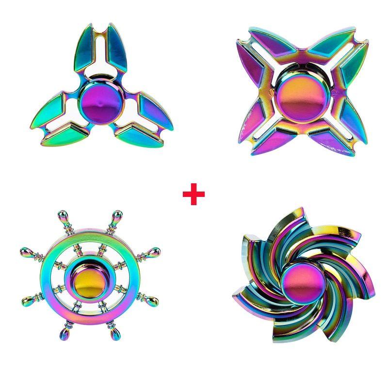 Pentagon Circle Rainbow Logo - Fidget Spinner Rainbow Colorful Metal Spinner Hand Spinner Spider ...