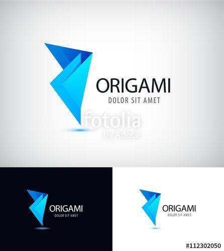 Abstract Vector Logo - Origami fold paper link connect group, abstract vector logo design ...