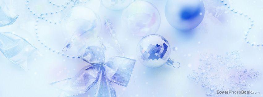 Light Blue Facebook Logo - Light Blue Christmas Ornaments Bows Facebook Cover - Holidays
