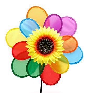 Rainbow Sunflower Logo - Dairyshop Sunflower Rainbow Windmill Wind Spinner Whirligig Wheel ...