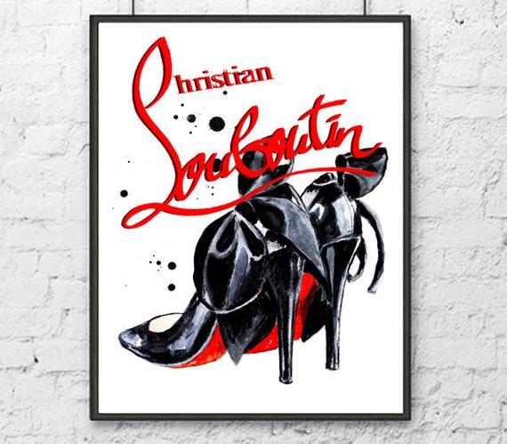 Louboutin Logo - Black louboutin art print Red louboutin Logo louboutin shoes | Etsy