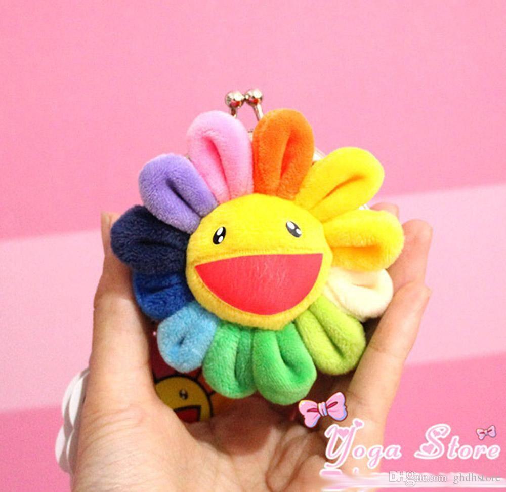 Rainbow Sunflower Logo - 2019 Top New Rainbow Sunflower Plush Bag Anime Smile Face Soft Gifts ...