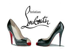Louboutin Logo - ART PRINT of CHRISTIAN LOUBOUTIN Black Shoes, Logo, Fashion Gifts ...