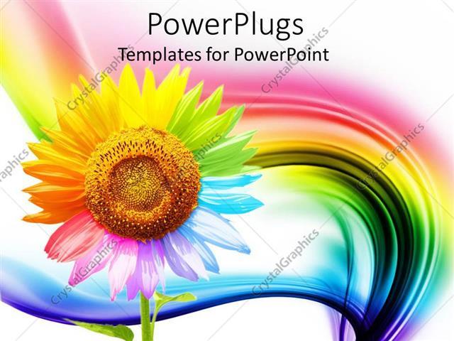 Rainbow Sunflower Logo - PowerPoint Template: a beautiful depiction of a multicolored ...