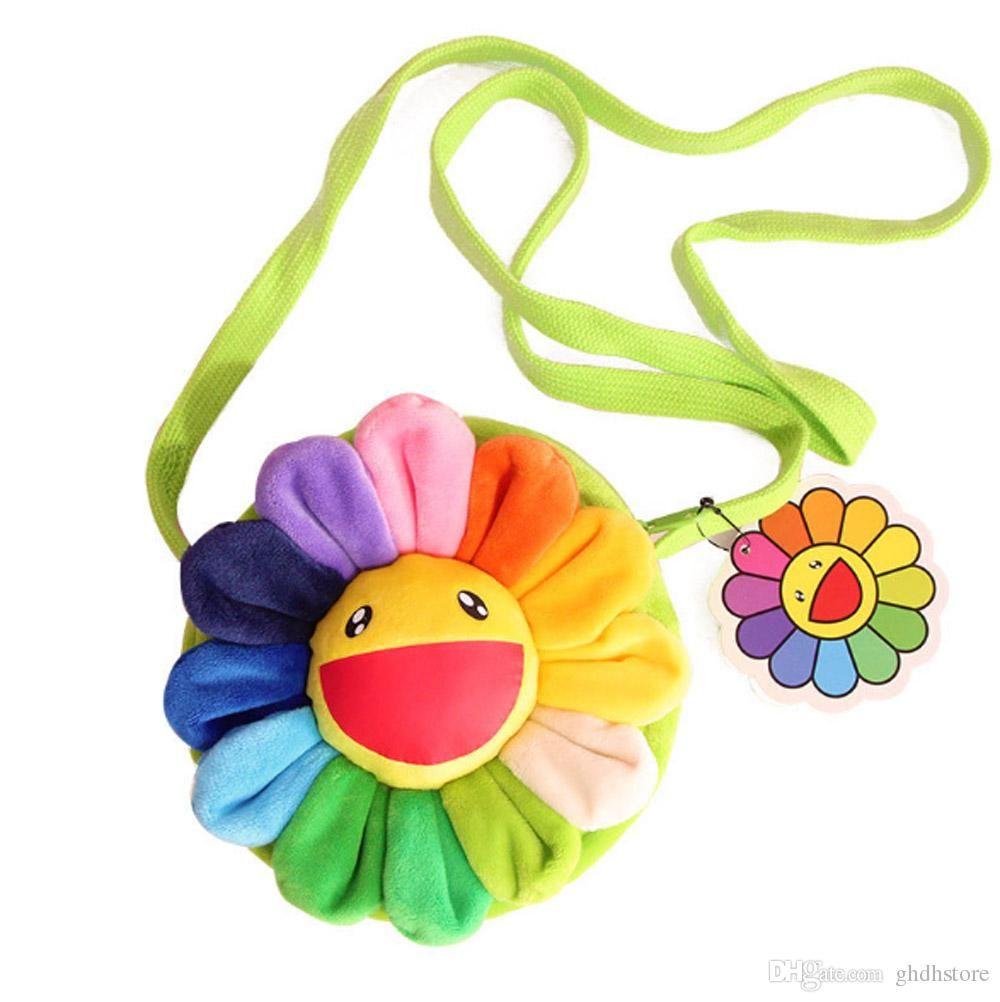 Rainbow Sunflower Logo - Hot New Rainbow Sunflower Plush Bag Anime Soft Gifts Messenger