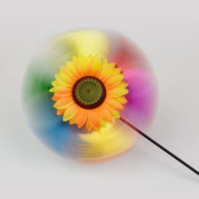 Rainbow Sunflower Logo - Children's Plastic Toys Rainbow Windmill Sunflower Rotation 1 Pcs