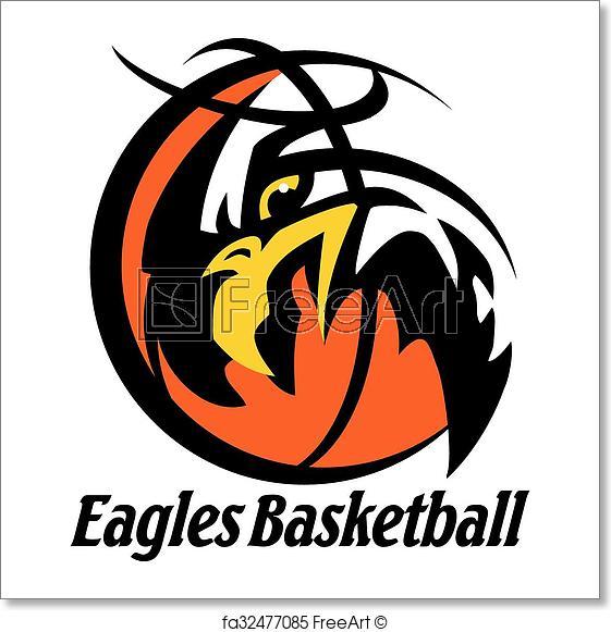 Black Oak Eagles Basketball Logo - Free art print of Eagles basketball. Eagles basketball team design