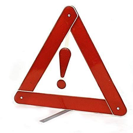 Silver Car with Red Triangle Logo - Silver Tone Red Car Bracket Roadside Safety Warning Triangle ...