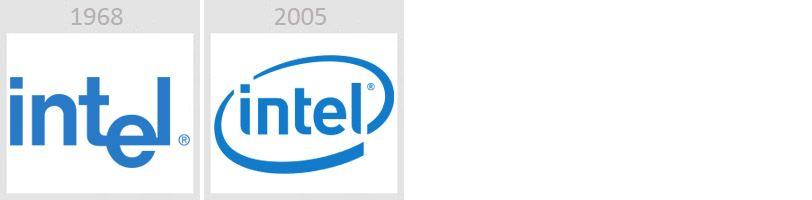 First Intel Logo - Logo Evolution Of 38 Famous Brands (2018 Updated) - Thedailytop.com