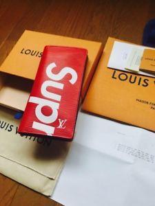 Two Louis Vuitton Supreme Logo - Louis Vuitton Supreme Portefeuille Brazza Two Fold Wallet Red White ...