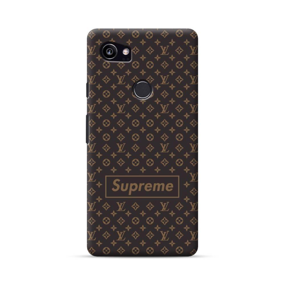 Two Louis Vuitton Supreme Logo - Classic Louis Vuitton Brown Monogram x Supreme Logo Google Pixel 2 ...