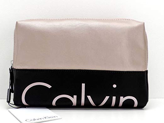 Rose Gold and Black Logo - Calvin Klein Rose Gold Signature Cosmetic Bag Case Logo Makeup Bag ...