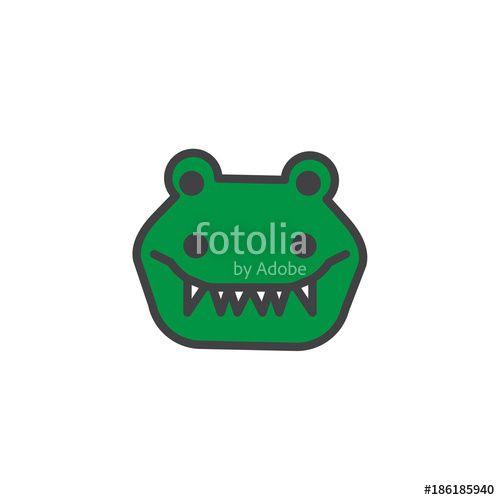 Alligator Face Logo - Crocodile head filled outline icon, line vector sign, linear ...