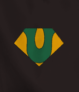 Green Yellow Shield Logo - black Kids Cape with yellow shield and green U