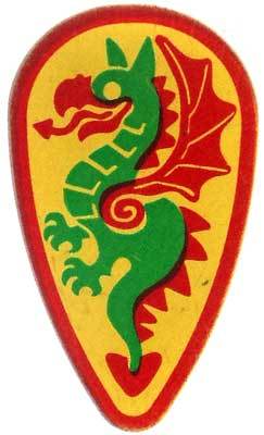 Green Yellow Shield Logo - LEGO Castle Shields Large Green Red Dragon on Yellow Shield Loose ...
