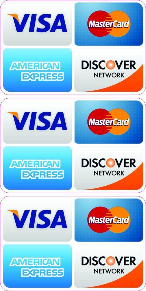 American Express Credit Card Logo - CREDIT CARD LOGO STICKER DECALS x3 Visa, MasterCard, Discover ...
