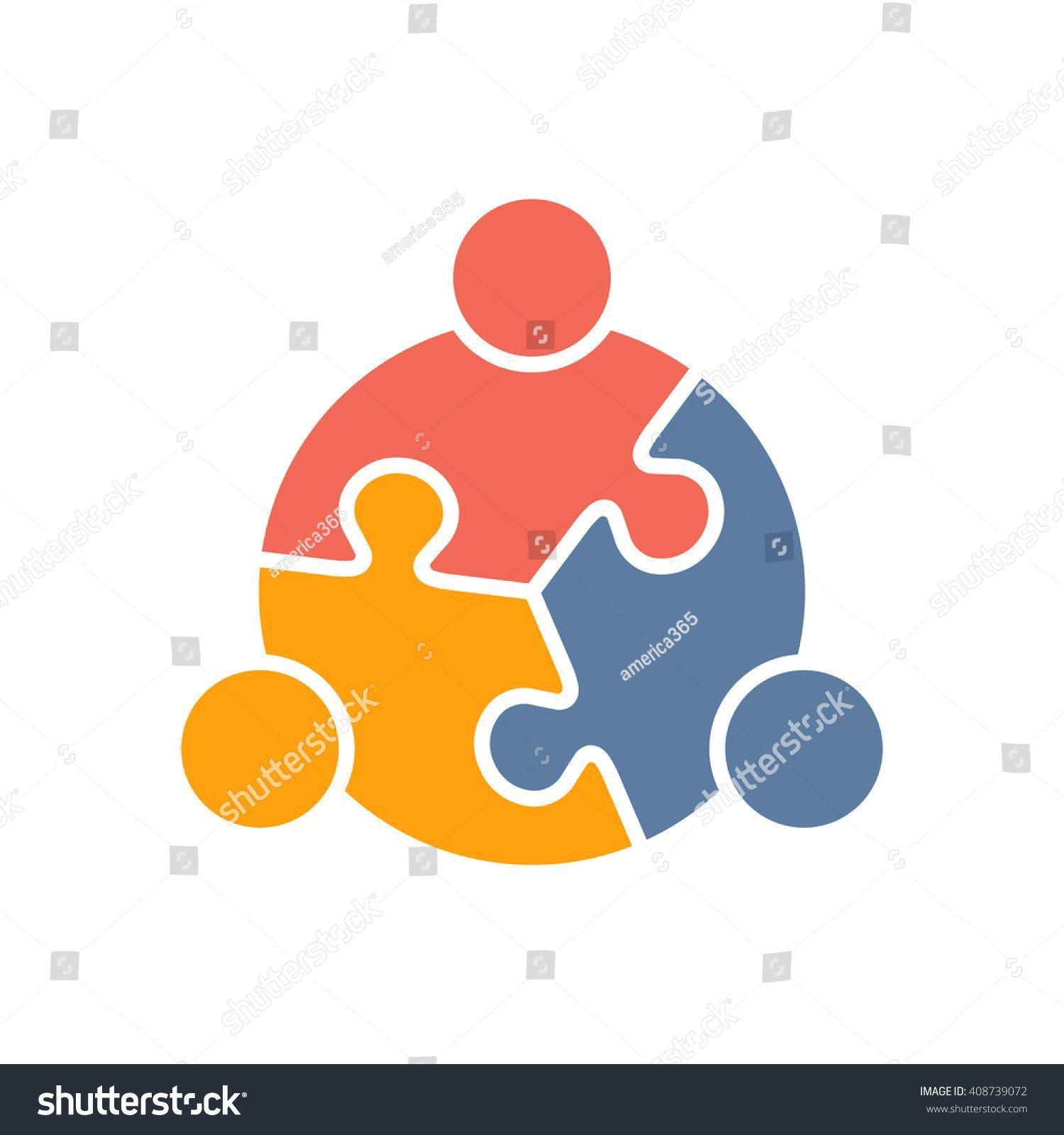 Three- Person Logo - Teamwork People puzzle three pieces #people #social #internet