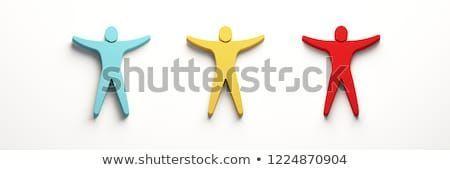 Three- Person Logo - Three Persons with open Arms. 3D Render illustration #people