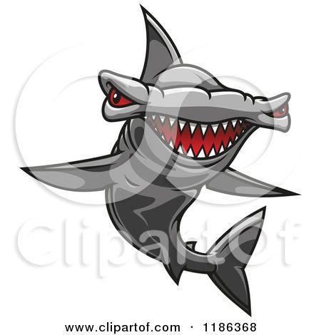 Hammerhead Shark Logo - Clipart of a Red Eyed Hammerhead Shark - Royalty Free Vector ...