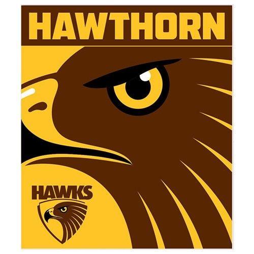 Brown Hawk Logo - Hawthorn Hawks AFL Footy Polar Fleece Throw Rug Blanket 150cm X