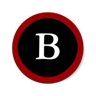 B in Red Circle Logo - Black Letter B Stickers & Labels | Zazzle UK