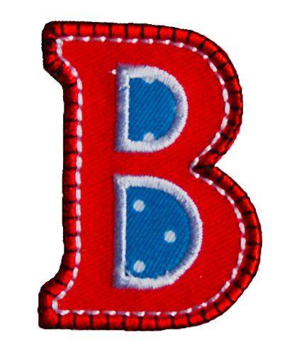 B in Red Circle Logo - B red blue 5cm for fabric clothing jeans crafts names to iron on ...