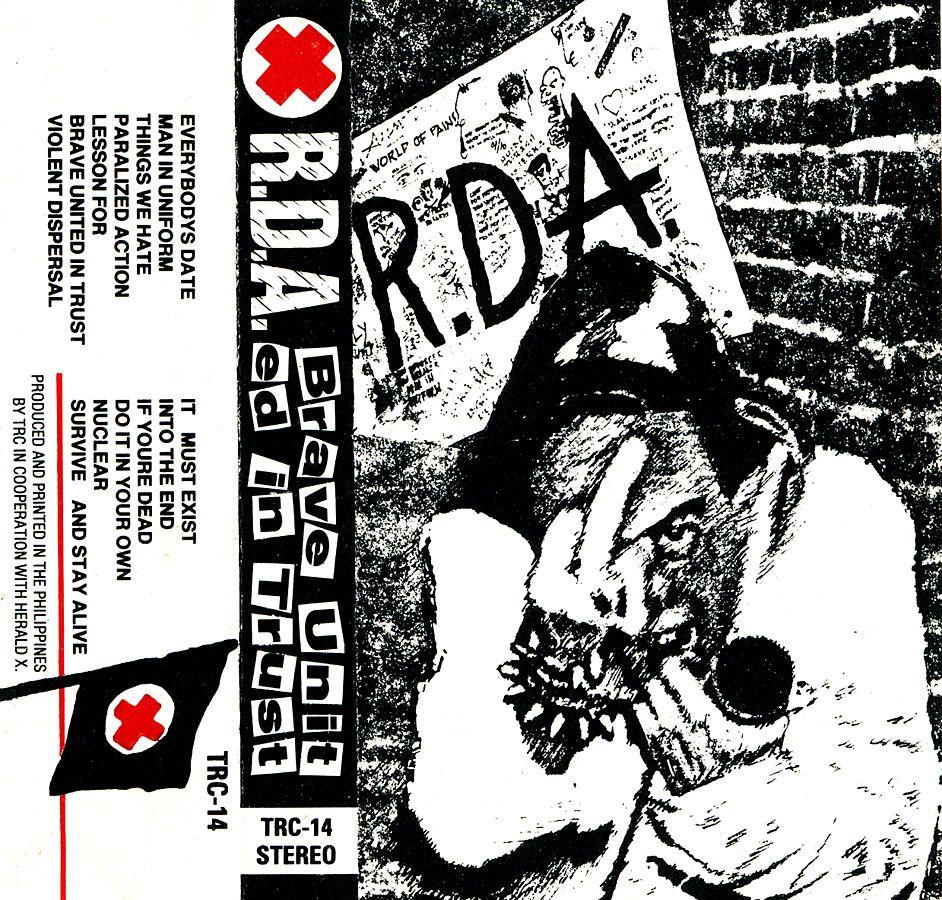Twisted Red Cross Logo - R.D.A. - Brave United In Trust - 1987 | BRAVE NEW WORLD