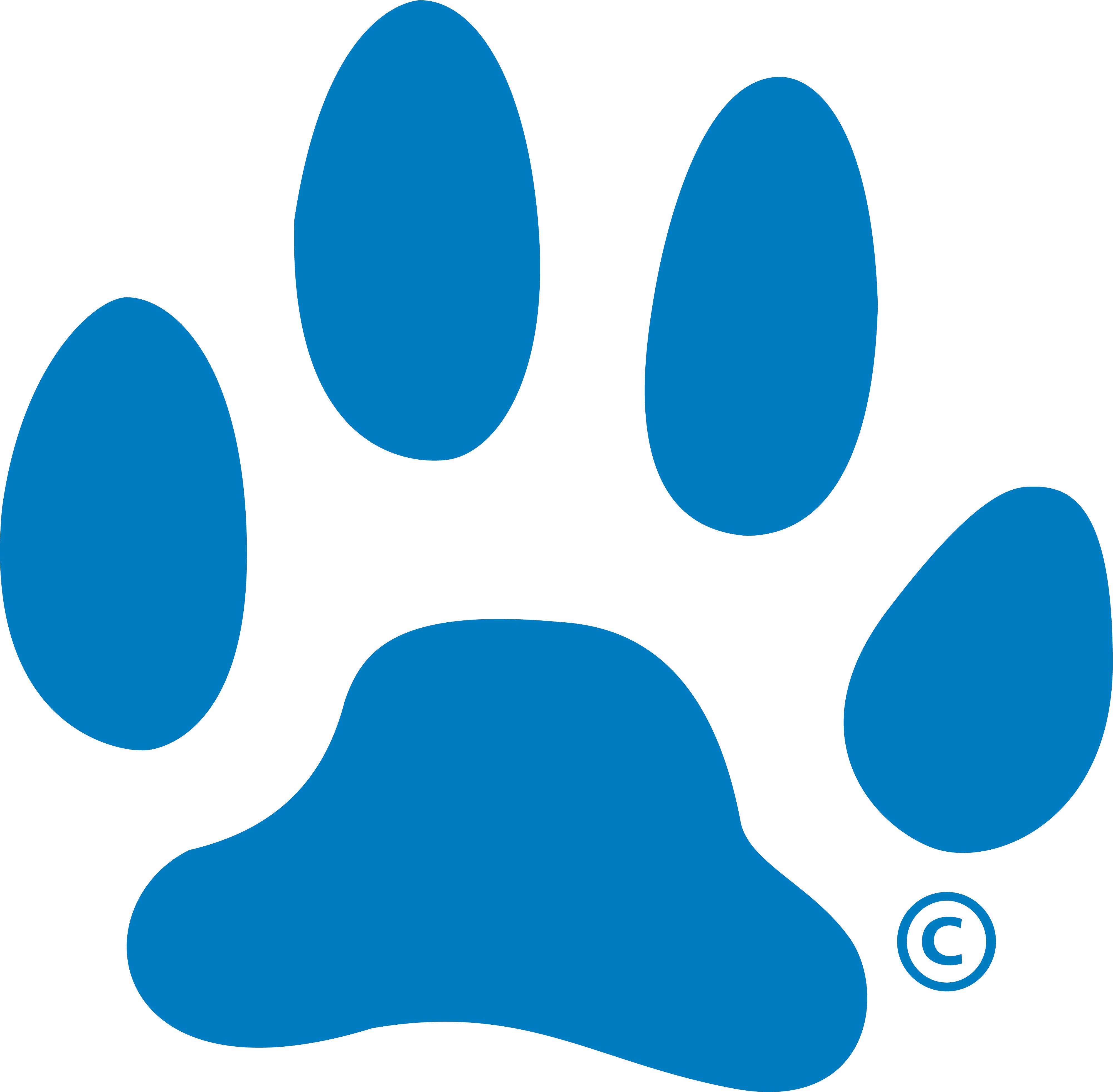 B Paw Logo - Red B and blue paw logo