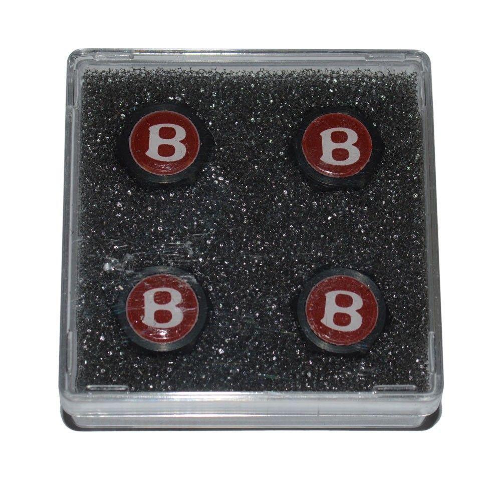 B in Red Circle Logo - BENTLEY VALVE CAPS (Silver B / Red Background) (3W0601367D) - Valve ...