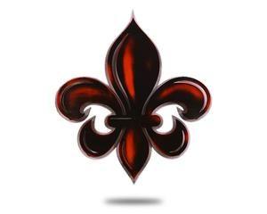 Red Fleur De Lis Logo - Classic Fleur-de-lis Red and Black on Vintage Steel - Hex Head Art