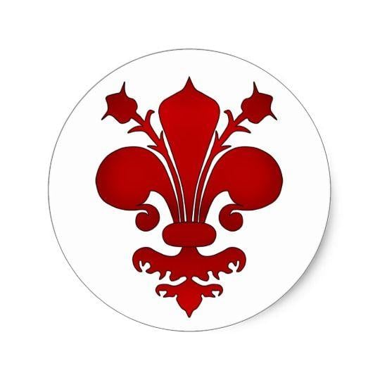 Red Fleur De Lis Logo - Dark red fleur de lis symbol classic round sticker | Zazzle.co.uk