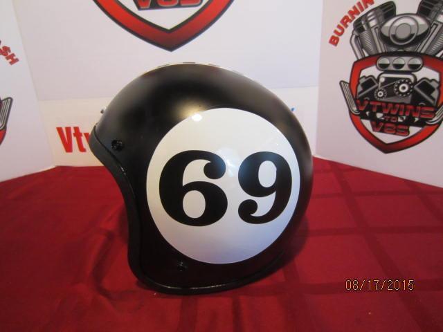 Painted Red V Logo - Vintage Custom Painted Helmet Hot Rod Black With 69 Logo & Checker
